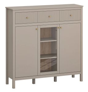 Nowoczesna komoda z witryną w kolorze taupe – Envilo 6X