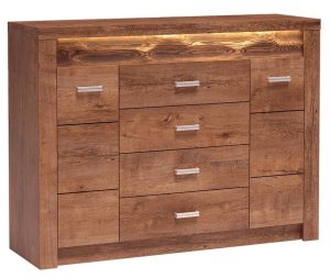 Komoda w dekorze jesion jasny – Filin 8X, funkcjonalna, minimalistyczna, 103,5 cm x 137 cm x 42 cm, laminowana płyta