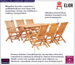 7-częściowy zestaw drewnianych mebli – elegancki design, naturalne drewno tekowe, trwałość