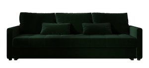 Ciemnozielona welurowa sofa rozkładana z pojemnikiem D2-L20