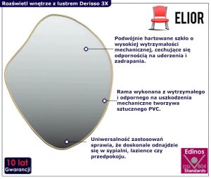 Ścienne zlote lustro wiszące 50×40 cm H1-B53