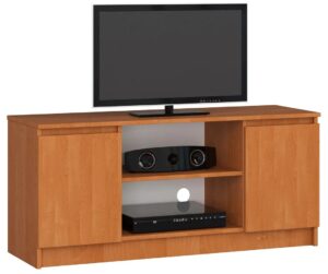 Stojąca szafka pod telewizor olcha – Galapi 5X, praktyczna elegancja, 140 cm, laminowana płyta