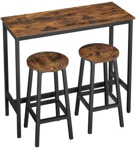 Industrialny stół barowy z 2 stołkami Vega 4X – nowoczesny design, rustykalny brąz, metal, drewno