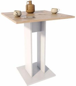 Stolik kwadratowy barowy dąb artisan + biały P7-K85