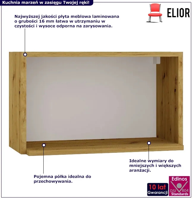 Szafka Kuchenna Okapowa 60 Cm Otwarta Dąb Artisan T2-W62