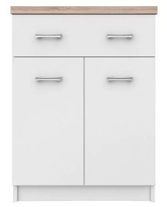 Biała komoda z szufladą i półkami 60 cm – Riza 7X