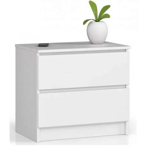 Biała mini komoda na kosmetyki Helona – funkcjonalność, stylowy design, kompaktowy rozmiar, materiał płyta laminowana