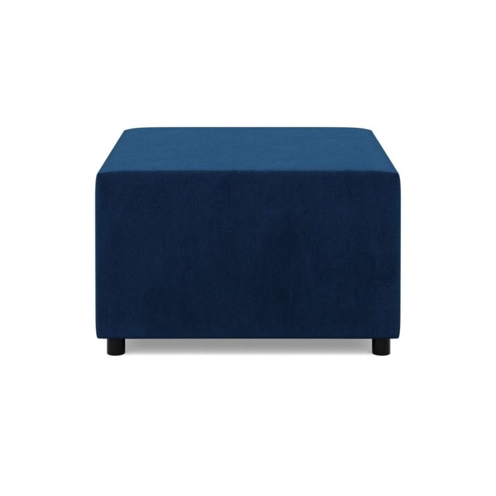 Pufa do salonu, podnóżek, BLOM, velvet, 71x71x40 cm, granatowy
