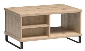 Stolik kawowy z lamelowym frontem – Rovel 10X, dąb artisan, 90 cm x 58 cm x 36 cm