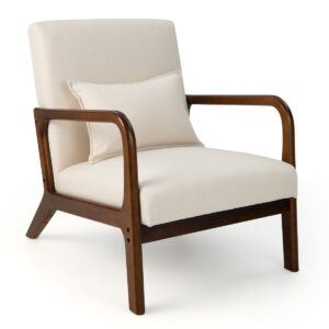 Fotel z poduszką lędźwiową w stylu vintage – elegancki, ergonomiczny, drewniany