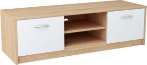 Szafka pod telewizor, stolik, Classic, 120x41x36 cm, dąb sonoma, biel, mat