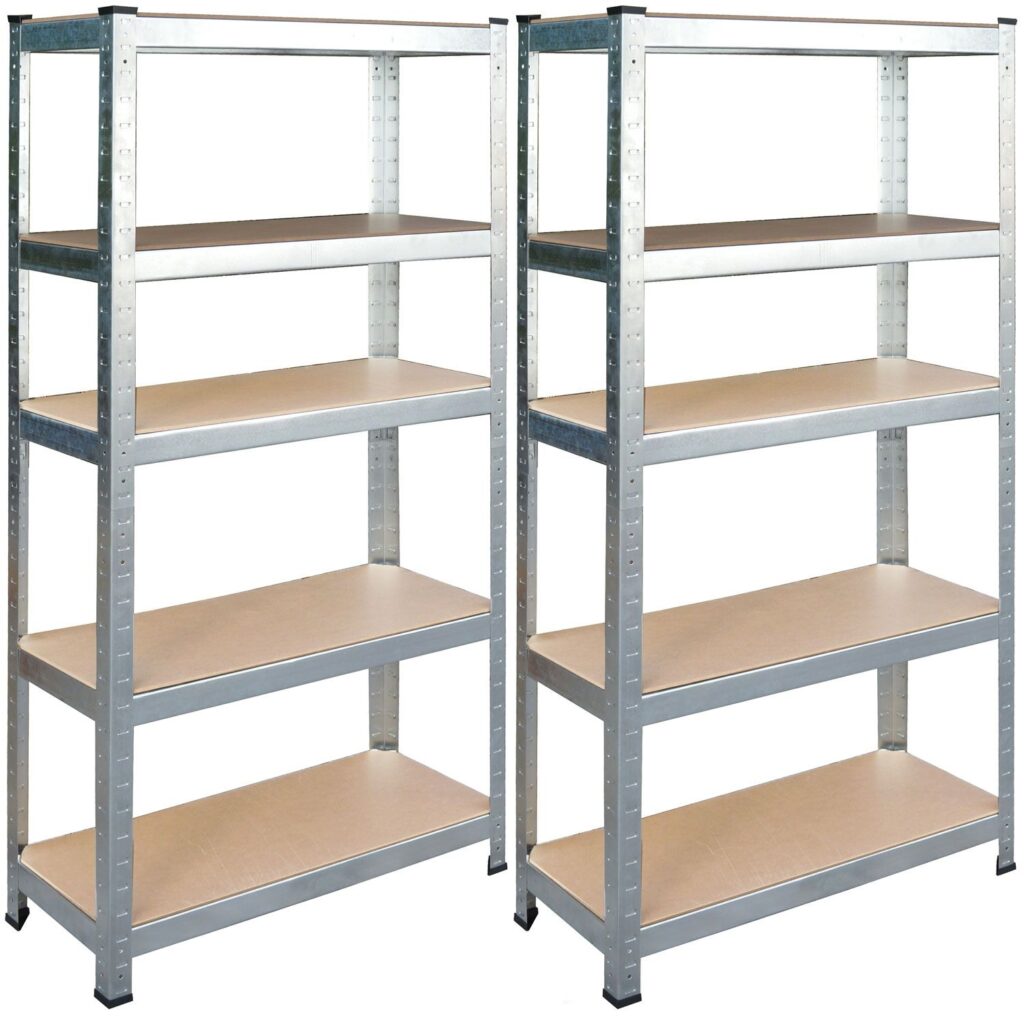 Regał metalowy, magazynowy – 5 półek, srebrny, 90x40x180 cm, materiał MDF