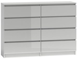 Komoda do sypialni, salonu, M8, 140x40x97 cm, biel, połysk