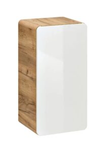 Półsłupek Łazienkowy Podwieszany L9-S10 – funkcjonalny, minimalistyczny, biały połysk, dąb craft złoty