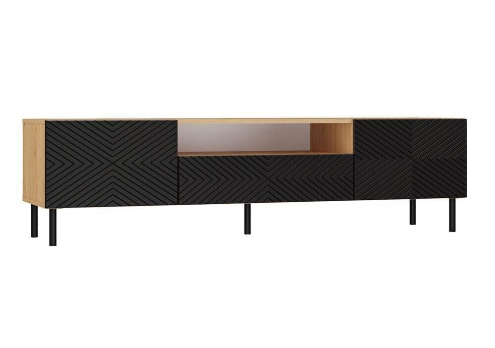 Szafka RTV, Kama, 160x40x43 cm, dąb artisan, czarny