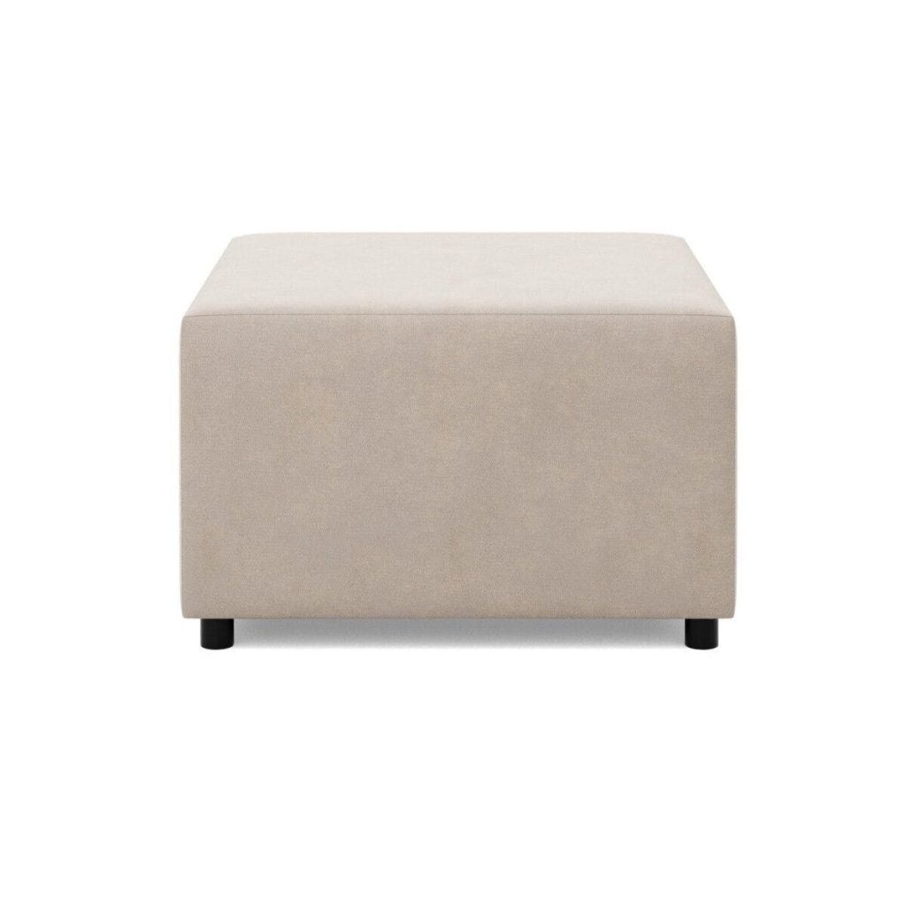Pufa do salonu, podnóżek, BLOM, velvet, 71x71x40 cm, beżowy