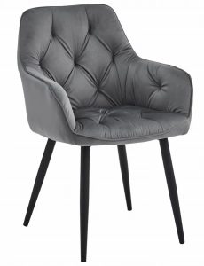 Eleganckie szare krzesło welurowe pikowane W6-L04