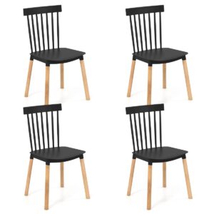Zestaw 4 szt. drewnianych krzeseł do jadalni – skandynawski styl, ergonomiczne oparcie, drewno bukowe