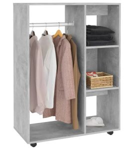 Nowoczesna Szafka Garderobiana Z Drążkiem I Półkami Beton C2-G96 – praktyczne rozwiązanie, elegancki design, wymiary 80x40x110 cm, płyta MDF