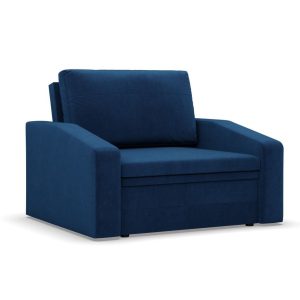 Fotel rozkładany, Punto, velvet, 118x87x90 cm, granatowy