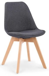 Stylowe tapicerowane krzesło drewniane ciemny popiel – Malibex, komfortowe, designerskie, wysokiej jakości