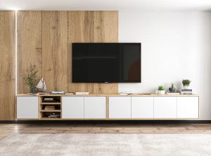Komplet wiszących szafek rtv dąb wotan + biały – Avila 15X