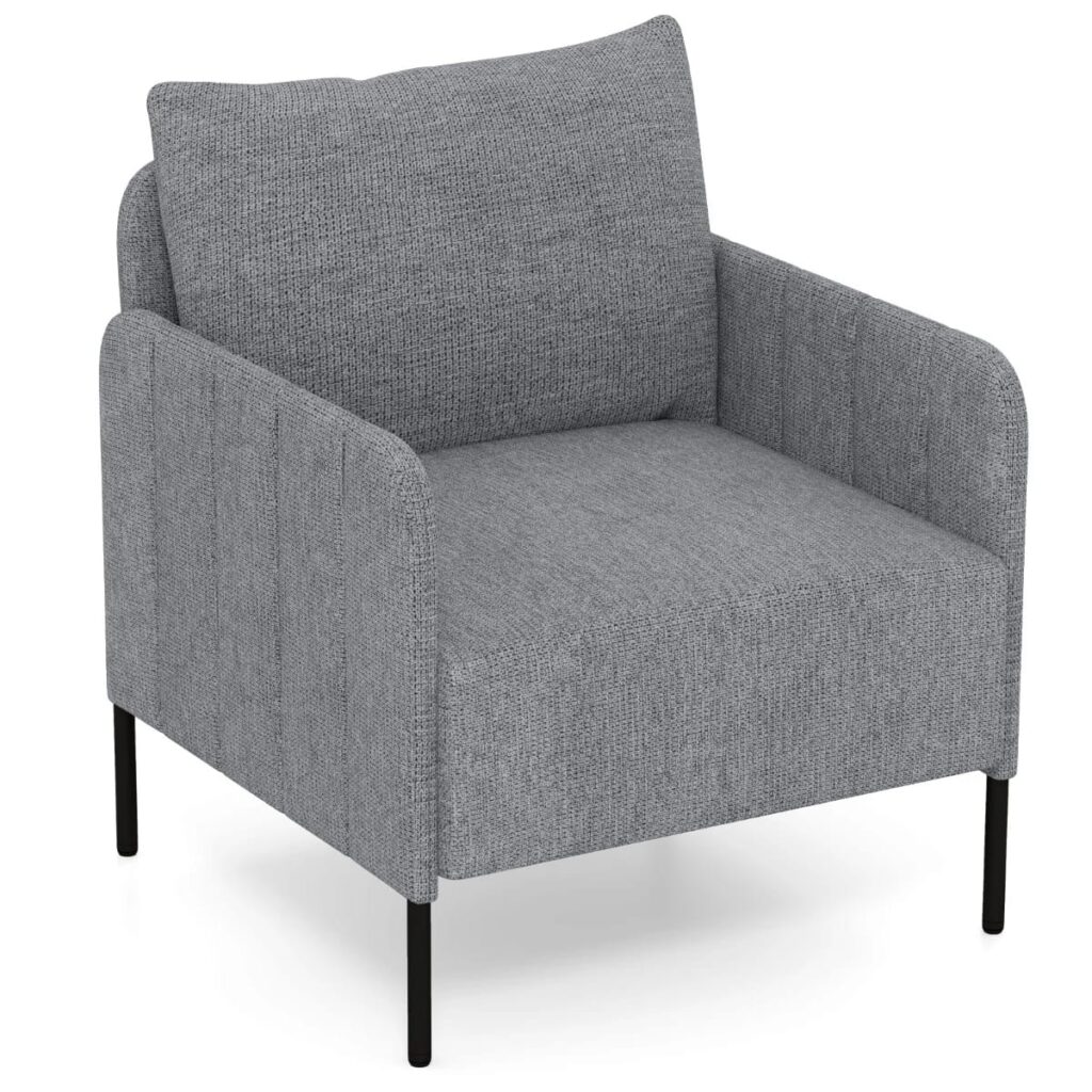 Fotel z poduszką do salonu – luksusowy komfort, szary, 73 x 79 x 79 cm, wysokiej jakości materiały