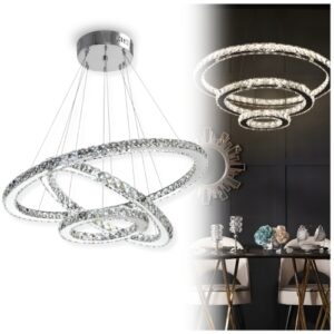 Żyrandol ringi lampa pierścienie 60W – kryształowy, luksusowy, 60cm
