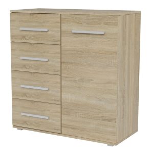 Komoda do sypialni, 4 szuflady, Toledo, 90x40x95 cm, dąb sonoma, mat