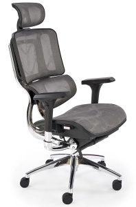 Ergonomiczny obrotowy szary fotel regulowany z zagłówkiem do 150 kg – Tipo