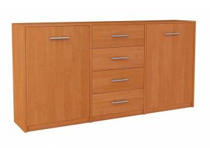 Klasyczna komoda do sypialni olcha – Cermesa 4X, 4 szuflady, 2 szafki, płyta laminowana