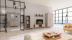 Komoda z szufladami na nóżkach szary + hikora – stylowy design, funkcjonalność, jakość