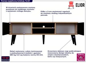 Nowoczesna szafka RTV dąb artisan + czarny – Dubby 5X, elegancki design, 160 cm, płyta laminowana