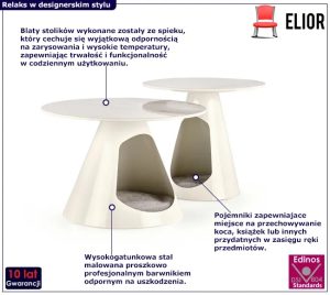 Komplet białych okrągłych stolików kawowych – Venit