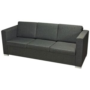 Trzyosobowa ciemnoszara sofa loftowa – Telva 3Q, wygodna, nowoczesny design, tkanina Alcantar Pro