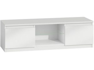 Szafka pod telewizor, stolik rtv, 120x40x36 cm, biel, połysk