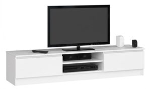 Biała Szafka Pod Telewizor G5-W75 – stylowa, funkcjonalna, 160 cm, laminowana płyta