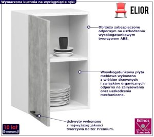 Wisząca szafka do kuchni z półkami w kolorze beton – Poli 24X