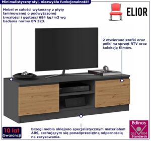 Industrialna Szafka RTV Antracyt + Dąb Artisan – nowoczesny design, wysoka funkcjonalność, stabilna konstrukcja