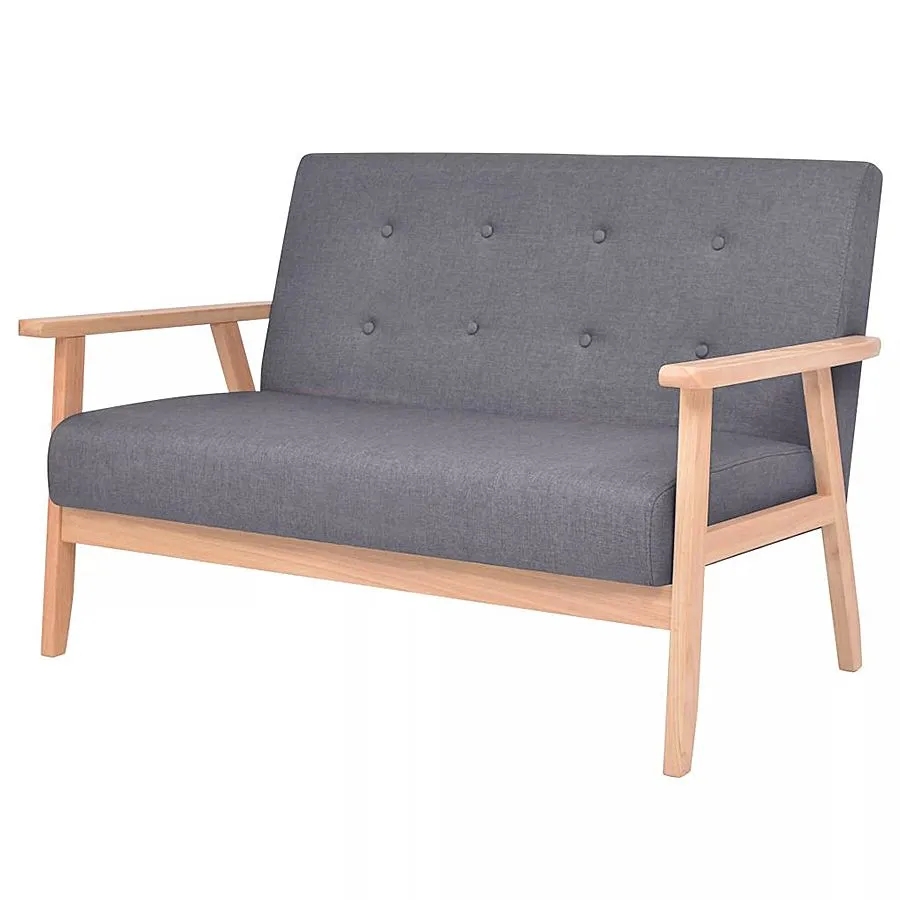 2-osobowa ciemnoszara sofa retro – klasyczny styl, wygodna, drewniana rama, tkanina Alcantara Pro
