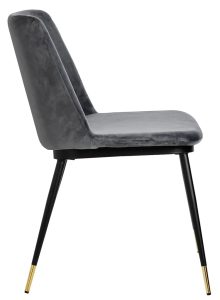 Welurowe krzesło szare tapicerowane – Odefi 3X, elegancki styl, materiał velvet