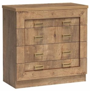 Komoda z szufladami dąb lefkas – Lorines 2X, klasyczny styl, 90 cm x 44 cm, laminowana płyta