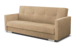 Beżowa rozkładana wersalka z funkcją spania – komfort i elegancja, 216x95x87 cm, tkanina velvet