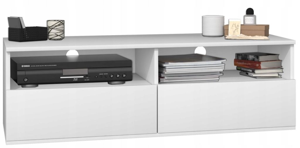 Szafka pod telewizor, stolik rtv, rumba, 120x40x38 cm, biel, mat