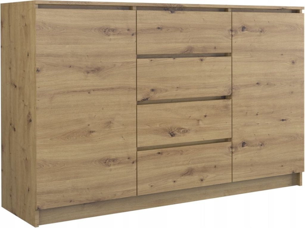 Komoda do sypialni, pokoju, 2D4S, 140x40x97 cm, dąb artisan