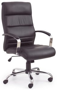 Czarny skórzany fotel gabinetowy – ergonomiczny, obrotowy, naturalna skóra licowa