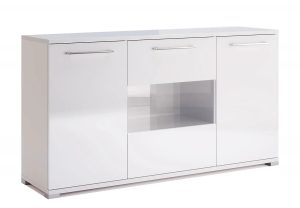 Biała duża komoda z witryną 150 cm – Wilhelm 16X