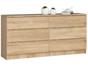 Komoda RTV z gładkim frontem dąb sonoma – Kali 3X, nowoczesny design, pojemne wnętrze, funkcjonalny blat