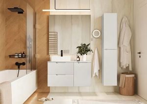 Jasnoszara szafka łazienkowa z szufladami 60 cm – Havis 10X