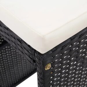 Zestaw czarnych rattanowych mebli ogrodowych – Helser 3X, stół i 6 krzeseł, polirattan, stal